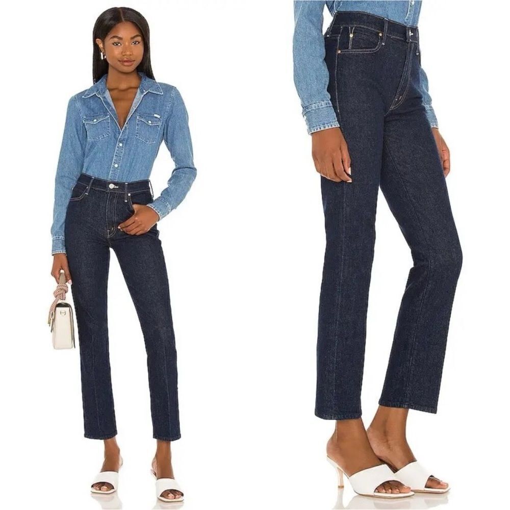 Mother Superior High Waisted Rascal Hover Clean Up Your Act Dark Wash